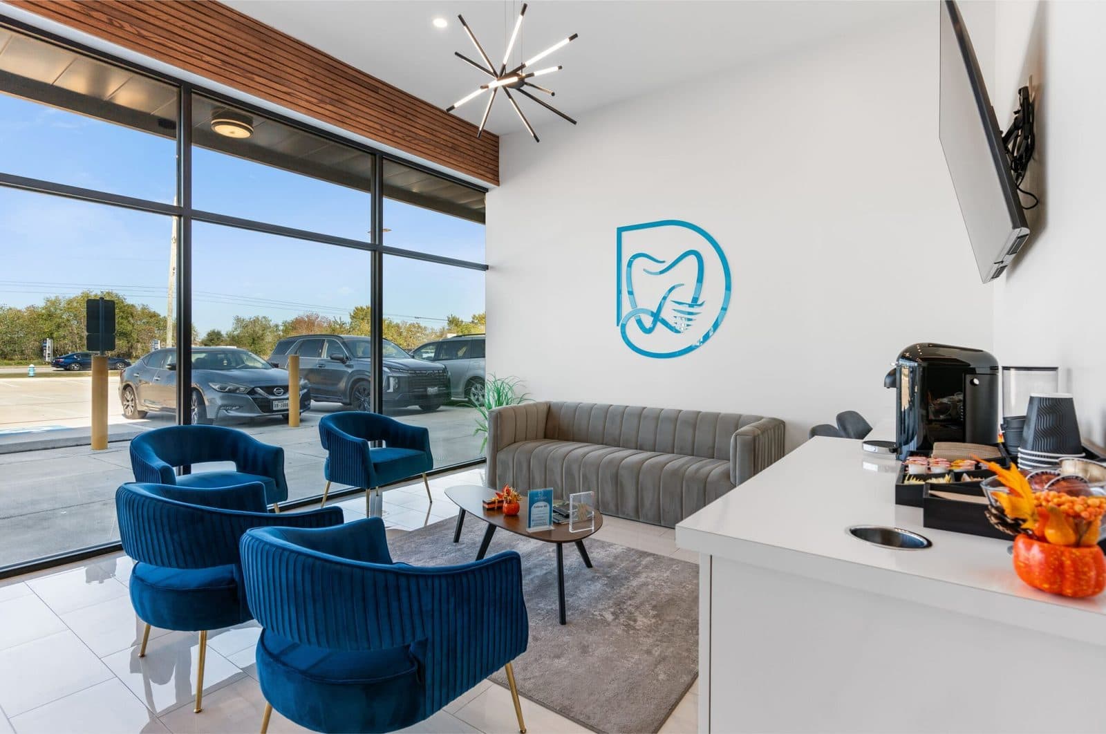 Window-lined seating area